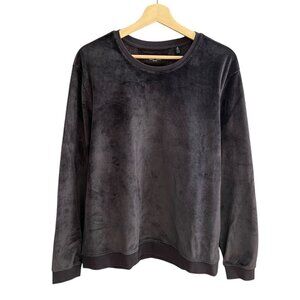 Daniel Buchler‎ Velour Crewneck Pullover Sweatshirt Dark Gray Size Medium Lounge